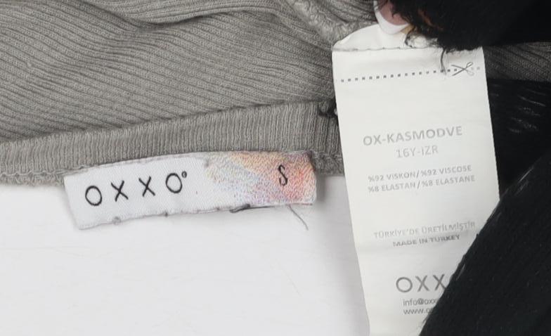 Oxxo Grey V-Neck Long Sleeve Women's Top, Size S