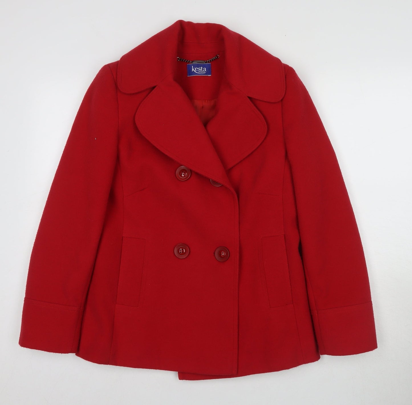 Womens UK Size 8 Kesta London Red Pea Coat