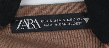 Womens UK Size 6 Zara Brown Basic T-Shirt