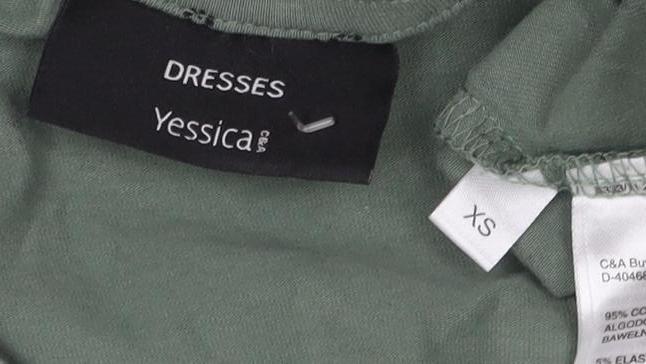 C&A Women's Green XS A-Line Geometric Knee Length Dress