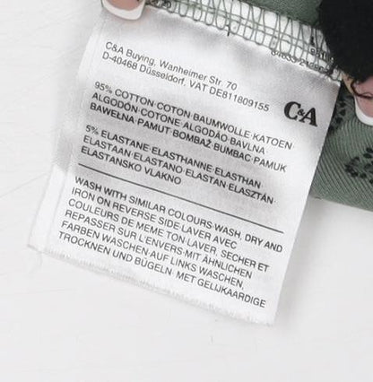 C&A Women's Green XS A-Line Geometric Knee Length Dress