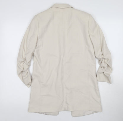 H&M Women's Beige Blazer Jacket Size 6 Long Sleeve