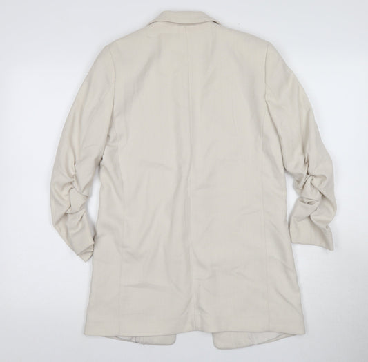 H&M Women's Beige Blazer Jacket Size 6 Long Sleeve