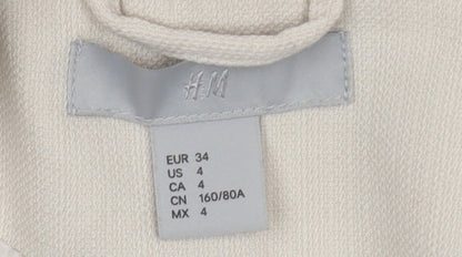 H&M Women's Beige Blazer Jacket Size 6 Long Sleeve