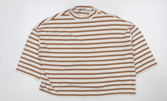 ASOS Women's Brown Striped Top, Size 12, Casual Jersey