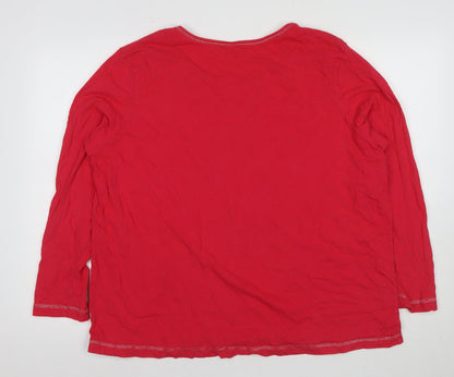 Damart Women's Red Cotton Pyjama Top 2XL Long Sleeve
