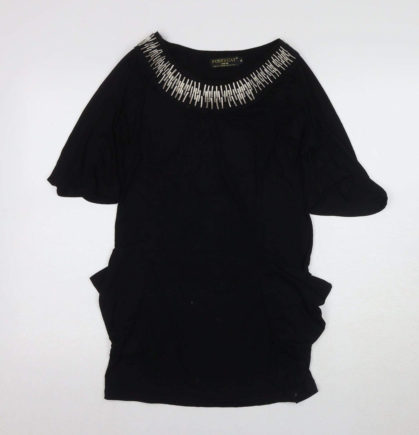 Womens UK Size M Pussycat London Black Basic Blouse