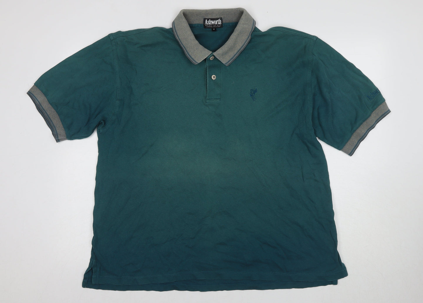 Ashworth Men's Green Polo Shirt M Short Sleeve Cotton