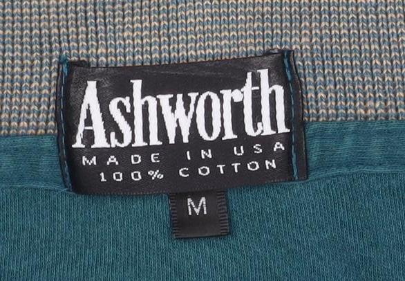 Ashworth Men's Green Polo Shirt M Short Sleeve Cotton