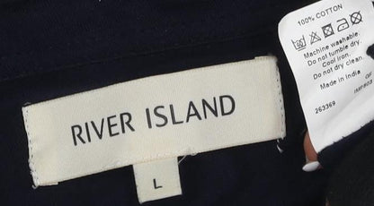 River Island Men's Blue Polo, L - Short Sleeve, Casual