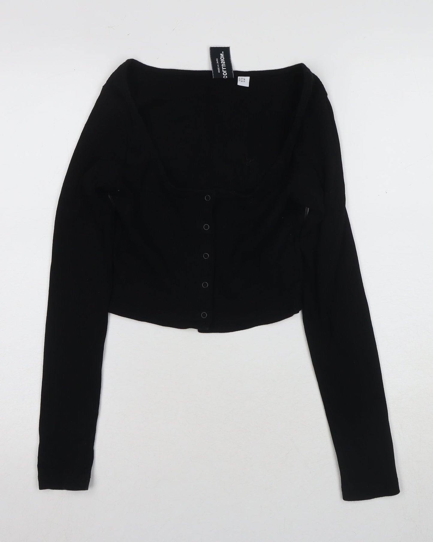 Womens UK Size 10 COLLUSION Black Cropped Blouse