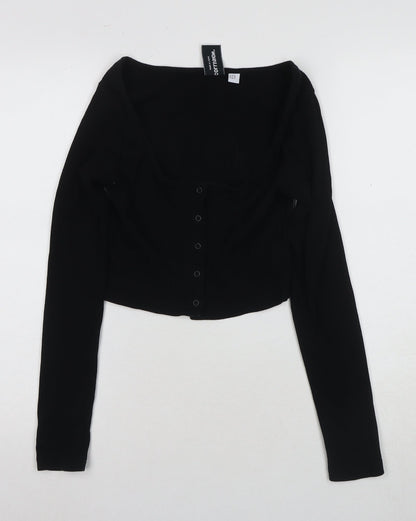 Womens UK Size 10 COLLUSION Black Cropped Blouse