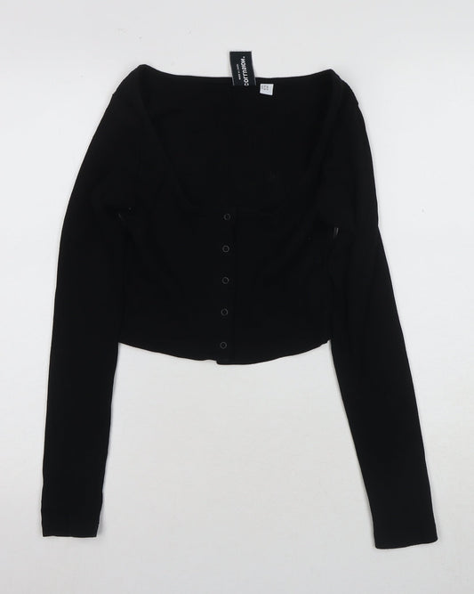 Womens UK Size 10 COLLUSION Black Cropped Blouse