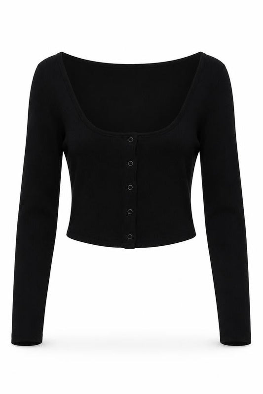 Womens UK Size 10 COLLUSION Black Cropped Blouse