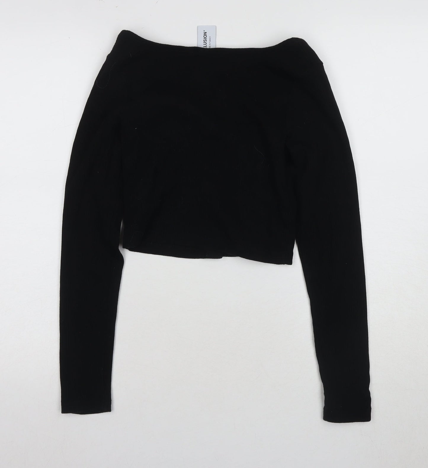 Womens UK Size 10 COLLUSION Black Cropped Blouse