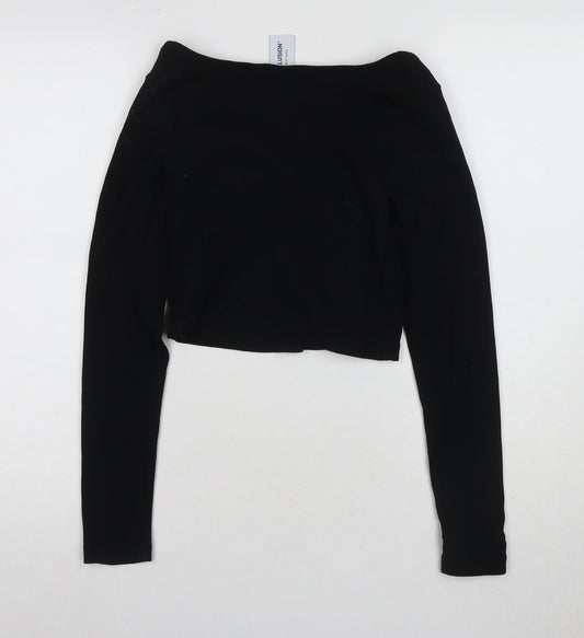 Womens UK Size 10 COLLUSION Black Cropped Blouse