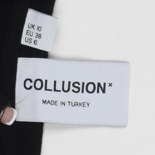 Womens UK Size 10 COLLUSION Black Cropped Blouse