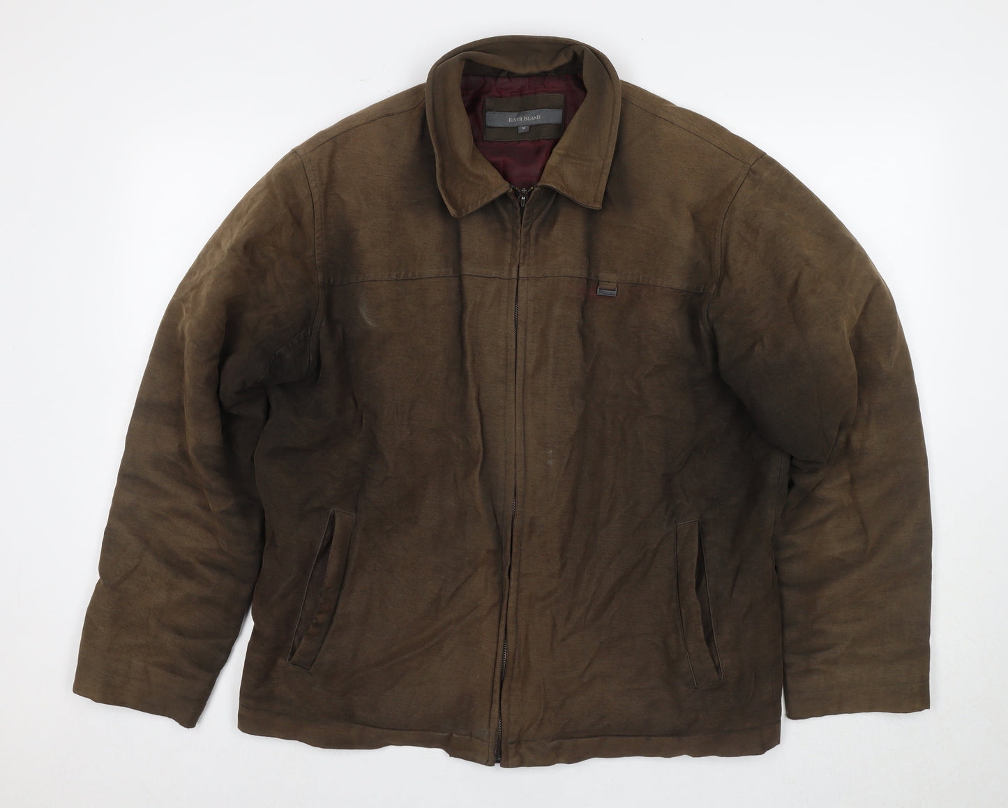 Mens UK Size M River Island Brown Biker Coat
