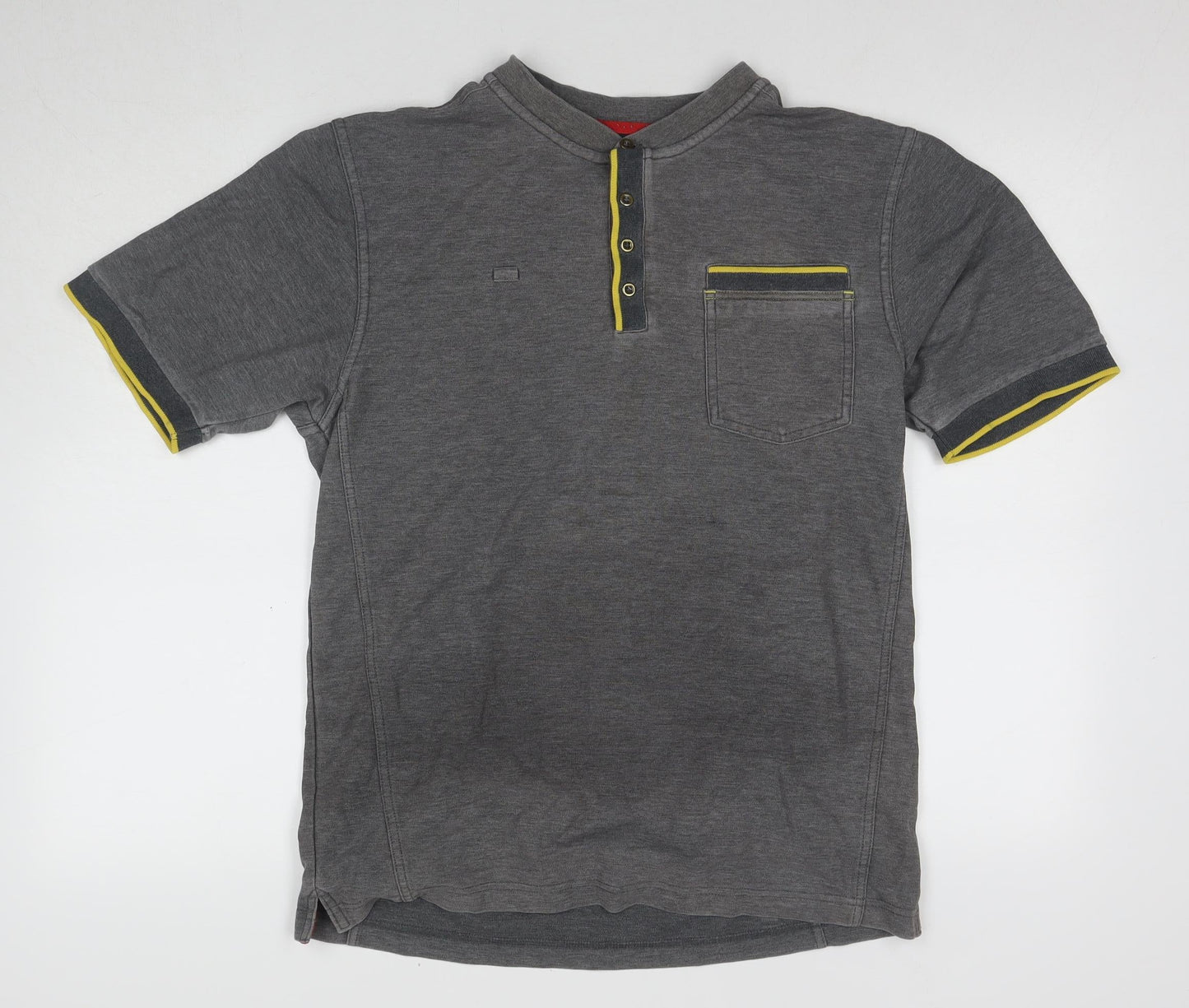 Dimensions Men's Grey Henley T-Shirt, Size M