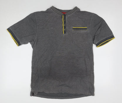 Dimensions Men's Grey Henley T-Shirt, Size M
