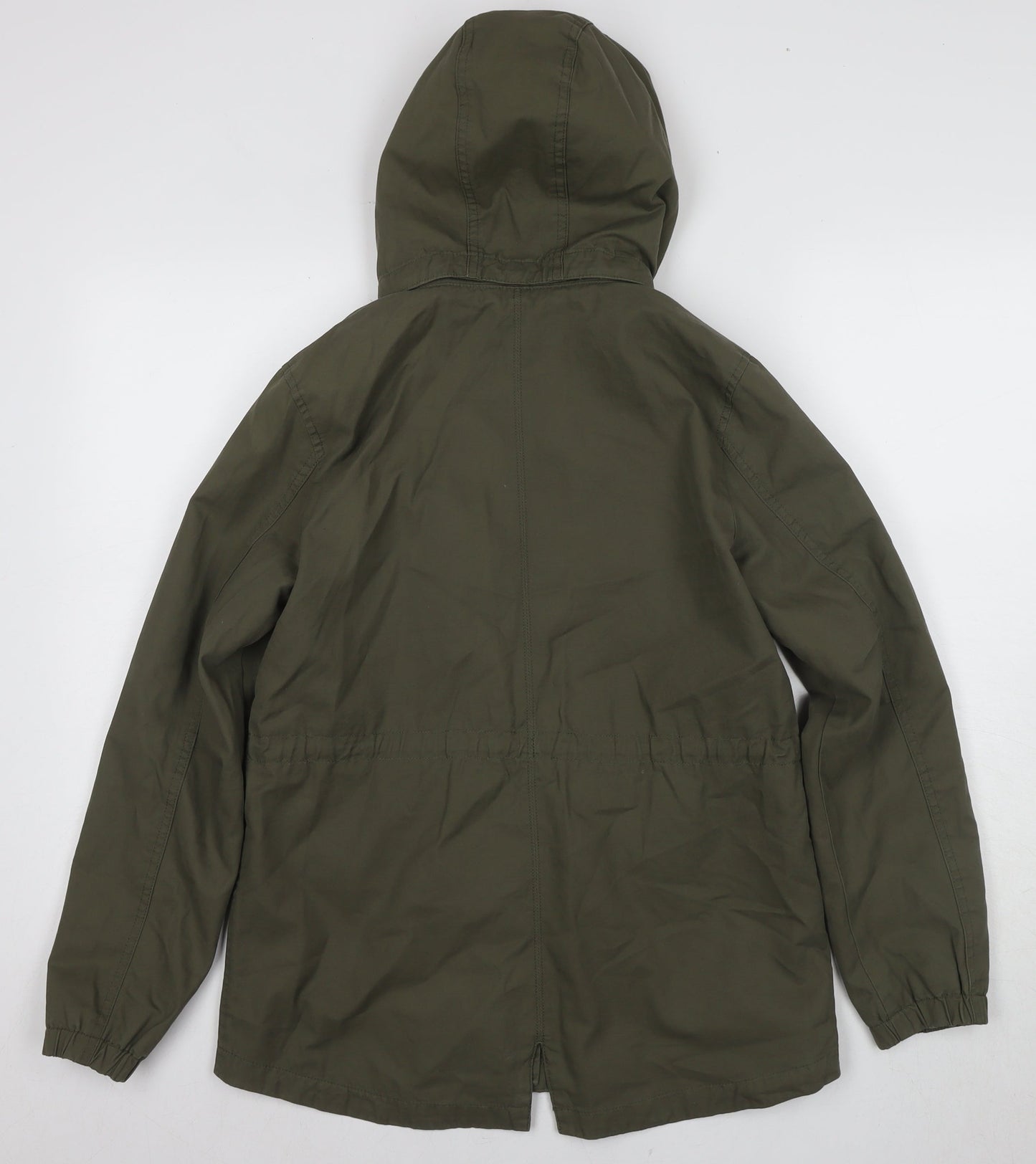 H&M Girls Green Parka Jacket with Hood Size 12-13 Years