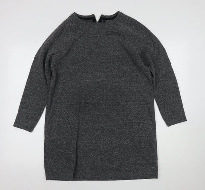 Topshop Women's Grey Shift Dress Size 8 Long Sleeve