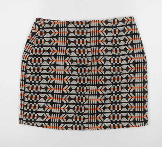 H&M Women's Geometric Pencil Skirt, Size 10, Multicoloured