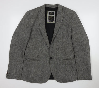 Mens UK Size L River Island Regular Grey Suit Jacket