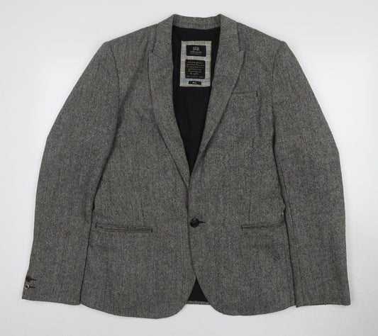 Mens UK Size L River Island Regular Grey Suit Jacket