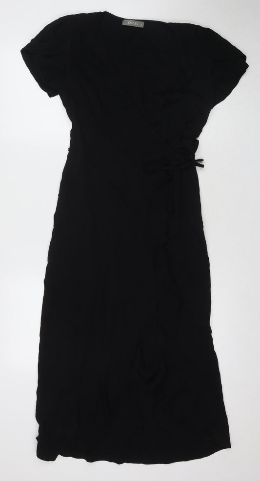 Oasis Women's Black A-Line Midi Dress Size 6