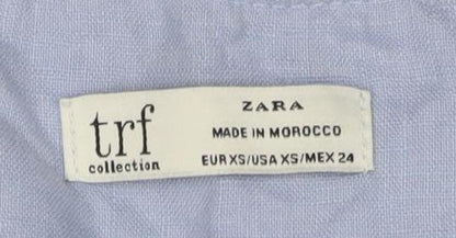 Womens UK Size XS Zara Blue Tunic Blouse