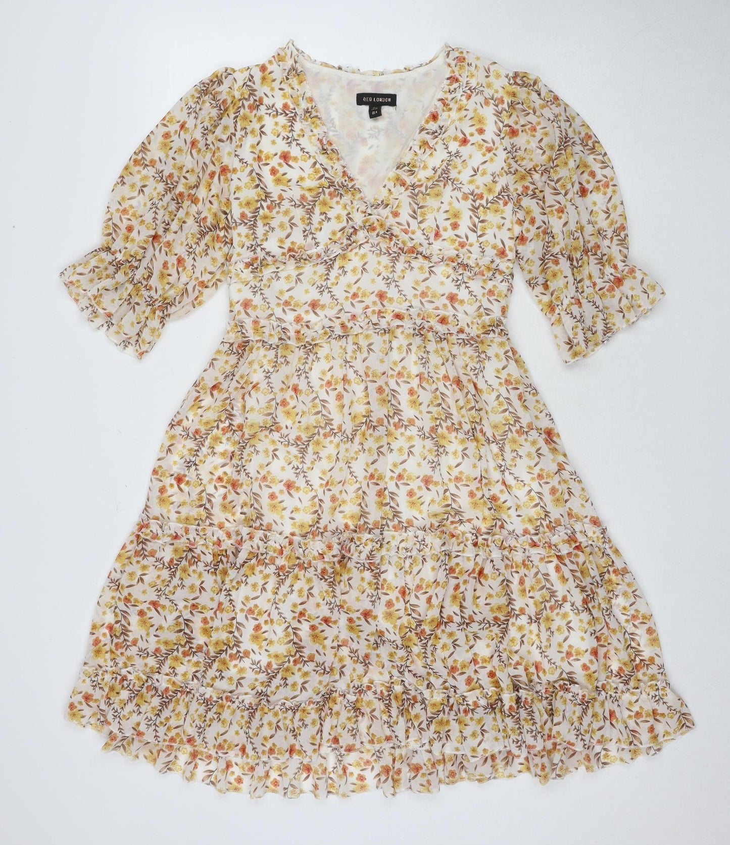 OED London Women's Floral V-Neck A-Line Dress, UK 8