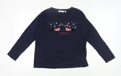 ISLE Women's Blue Christmas T-Shirt M Long Sleeve