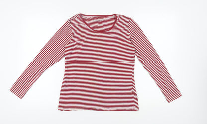 Rare Earth Women's Red Striped Long Sleeve T-Shirt, 2XS