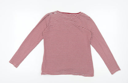 Rare Earth Women's Red Striped Long Sleeve T-Shirt, 2XS