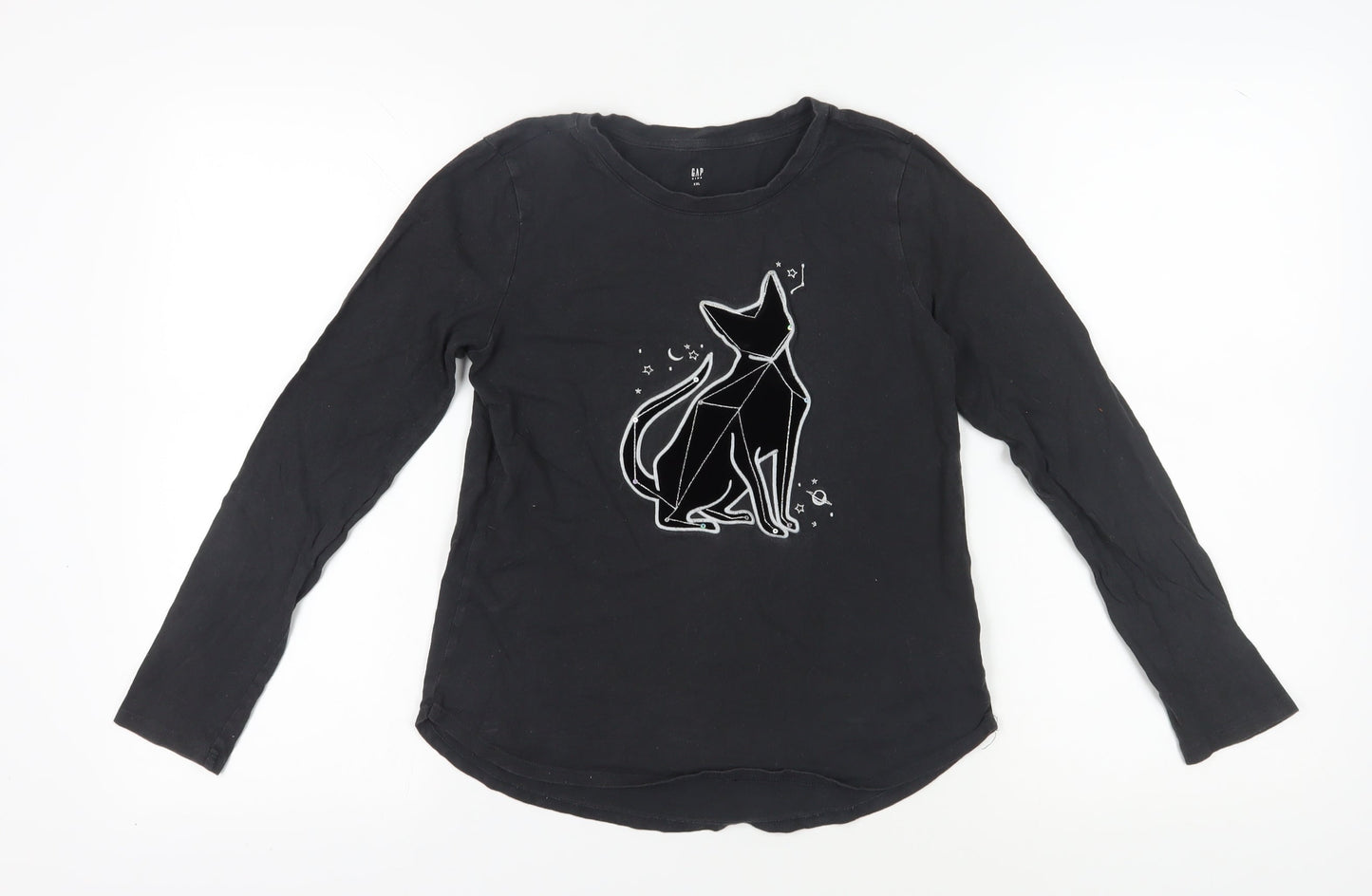 GAP Kids Black Long Sleeve Graphic T-Shirt 14 Years