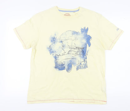 Mantaray Men's Beige Graphic Print T-Shirt Medium