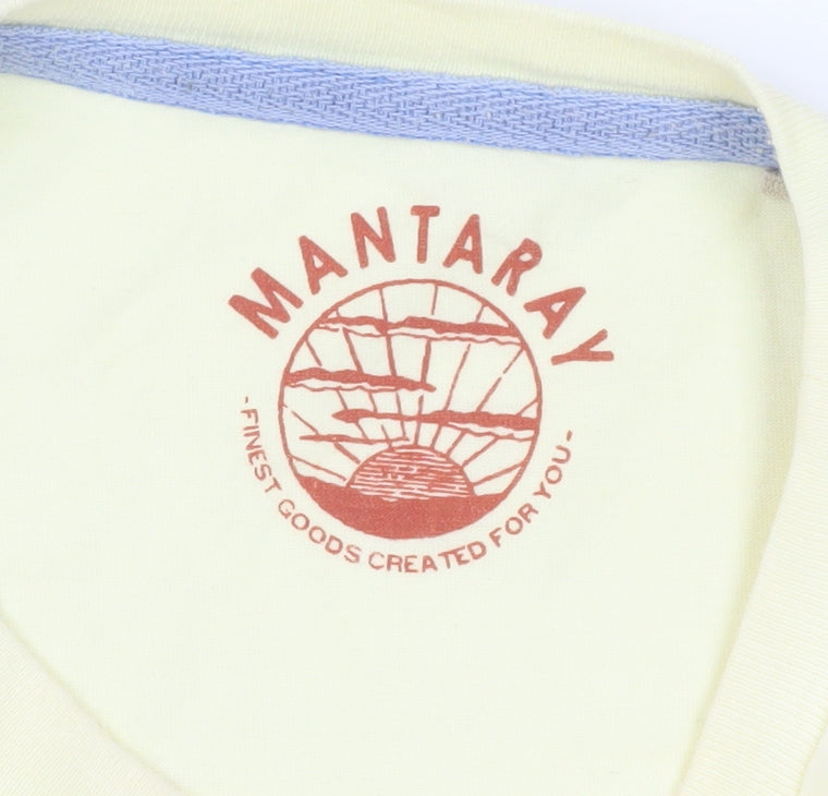 Mantaray Men's Beige Graphic Print T-Shirt Medium