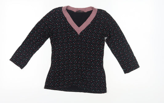 East Women's Black Polka Dot 3/4 Sleeve Blouse Size 10