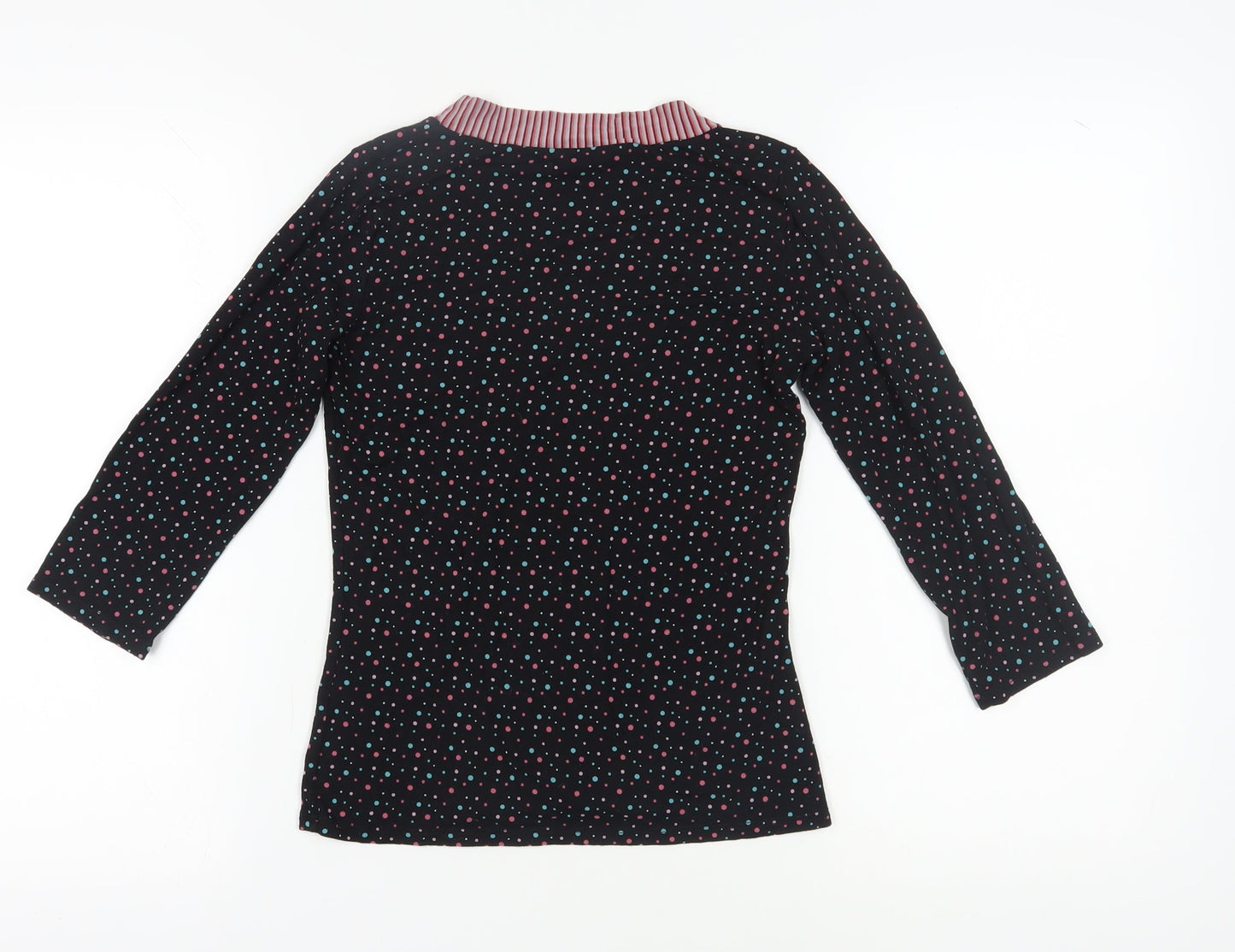 East Women's Black Polka Dot 3/4 Sleeve Blouse Size 10