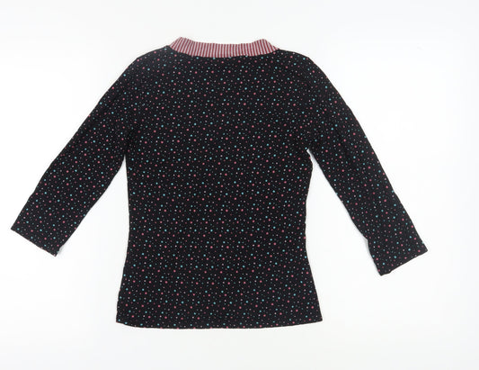 East Women's Black Polka Dot 3/4 Sleeve Blouse Size 10