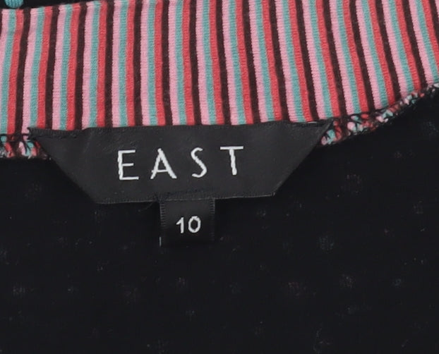 East Women's Black Polka Dot 3/4 Sleeve Blouse Size 10