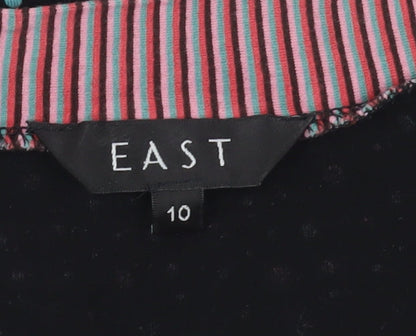 East Women's Black Polka Dot 3/4 Sleeve Blouse Size 10