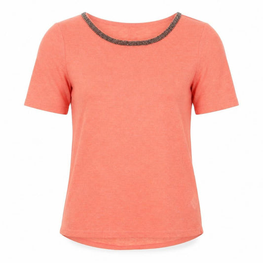 Front view of Red Herring Women's Pink Beaded Neck Top, size 12