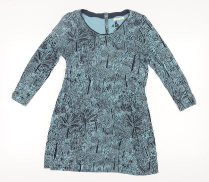 White Stuff Women's Blue Geometric Shift Dress Size 10