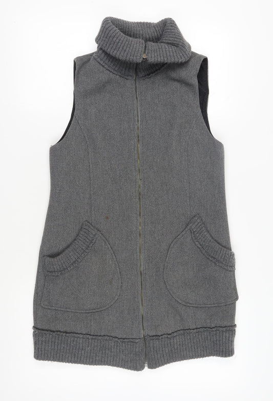 Zara Basic Grey Wool Blend Unisex Waistcoat M with Zip Pockets