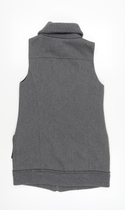 Zara Basic Grey Wool Blend Unisex Waistcoat M with Zip Pockets