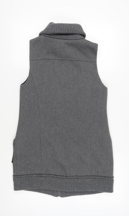 Zara Basic Grey Wool Blend Unisex Waistcoat M with Zip Pockets