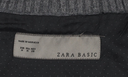 Zara Basic Grey Wool Blend Unisex Waistcoat M with Zip Pockets