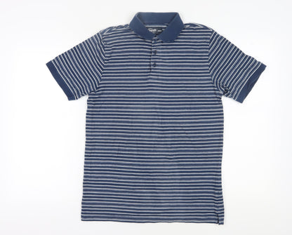 Fabri 8 Men's Blue Striped Polo Shirt Medium